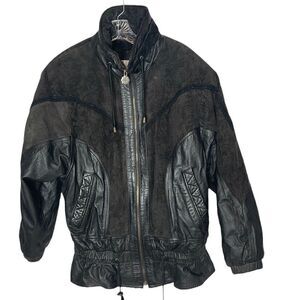 Vintage John Weitz Black Leather Jacket. Size Medium.